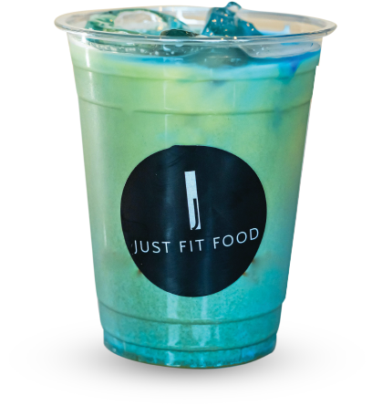 Blue Spirulina and Matcha Ice Latte
